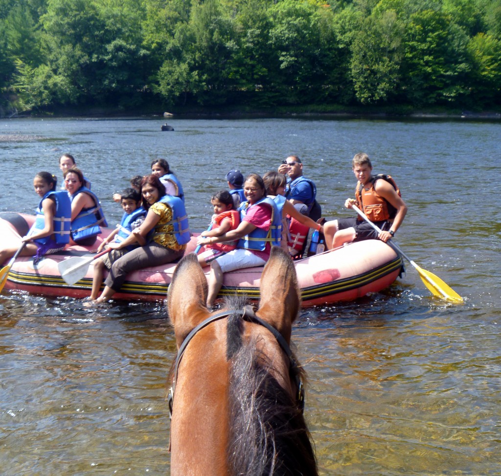 Riding in the Hudson River as rafters go by!